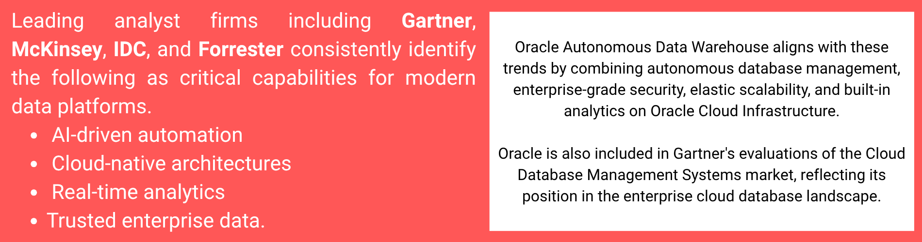 What Gartner, Forrester, IDC and McKinsey Say about Data Warehouse